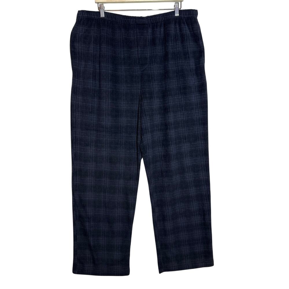 SKIMS Fleece Sleep Oversized Pants Unisex Indigo Outdoor Plaid Blue Sz 2X SOFT